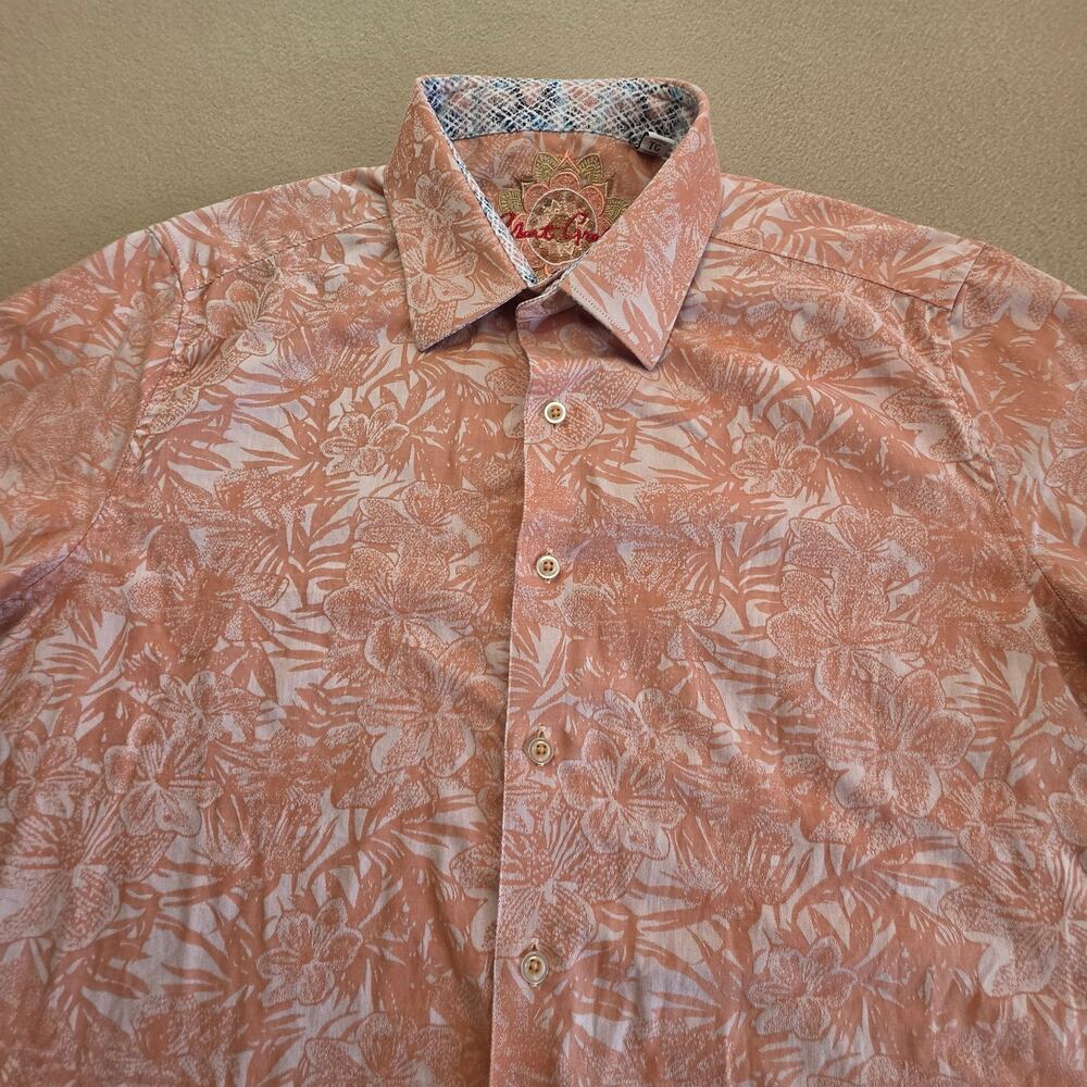 Robert Graham Cayuga Short-Sleeve Shirt Orange Tropical Floral Sz XL Classic Fit